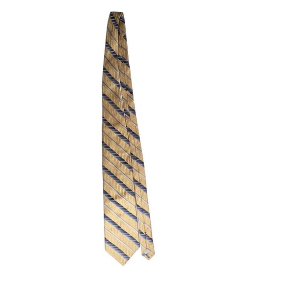 Burma Bibas Gold Blue Chevron Striped 100% Silk Neck Tie Office Work Church Even - Picture 3 of 10